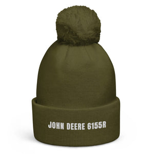 The Tractor Mugs Store Moss Green John Deere 6155R | Pom-Pom Beanie Quality Farmers Merch