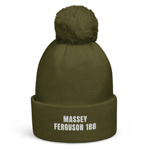 The Tractor Mugs Store Moss Green Massey Ferguson 188 | Pom-Pom Beanie Quality Farmers Merch