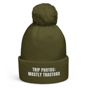 The Tractor Mugs Store Moss Green Trip Photos: Mostly Tractors | Pom-Pom Beanie Quality Farmers Merch