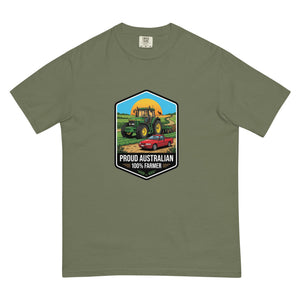 The Tractor Mugs Store Moss John Deere 7810 PROUD AUSTRALIAN 100% FARMER Bright | Unisex Premium T-shirt Quality Farmers Merch