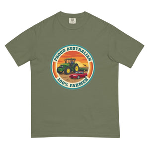 The Tractor Mugs Store Moss John Deere 7810 PROUD AUSTRALIAN 100% FARMER Retro | Unisex Premium T-shirt Quality Farmers Merch