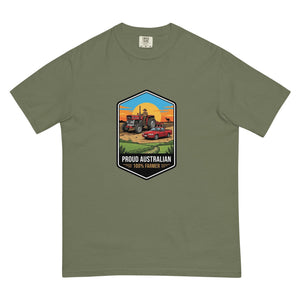 The Tractor Mugs Store Moss Massey Ferguson 135 PROUD AUSTRALIAN 100% FARMER Bright | Unisex Premium T-shirt Quality Farmers Merch