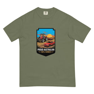 The Tractor Mugs Store Moss Massey Ferguson 3075 PROUD AUSTRALIAN 100% FARMER Bright | Unisex Premium T-shirt Quality Farmers Merch