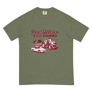 The Tractor Mugs Store Moss Massey Ferguson 6480 PROUD AUSTRALIAN 100% FARMER Two Tone | Unisex Premium T-shirt Quality Farmers Merch