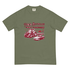 The Tractor Mugs Store Moss New Holland T7.225 PROUD AUSTRALIAN 100% FARMER Two Tone | Unisex Premium T-shirt Quality Farmers Merch