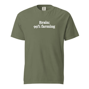The Tractor Mugs Store Moss / S Brain: 99% Farming | Unisex Premium T-shirt Quality Farmers Merch
