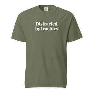 The Tractor Mugs Store Moss / S Distracted by Tractors | Unisex Premium T-shirt Quality Farmers Merch