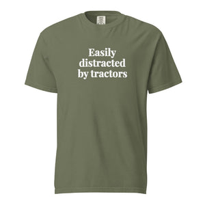 The Tractor Mugs Store Moss / S Easily Distracted By Tractors | Unisex Premium T-shirt Quality Farmers Merch