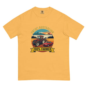 The Tractor Mugs Store Mustard FIATAGRI F140 PROUD AUSTRALIAN 100% FARMER Outdoor | Unisex Premium T-shirt Quality Farmers Merch