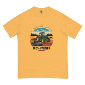 The Tractor Mugs Store Mustard John Deere 6930 PROUD AUSTRALIAN 100% FARMER Outdoor | Unisex Premium T-shirt Quality Farmers Merch