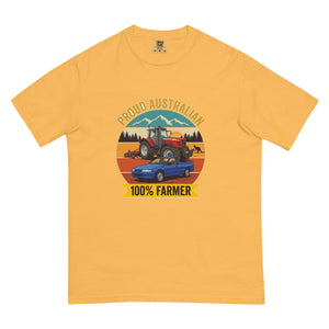 The Tractor Mugs Store Mustard Massey Ferguson 6480 PROUD AUSTRALIAN 100% FARMER Outdoor | Unisex Premium T-shirt Quality Farmers Merch