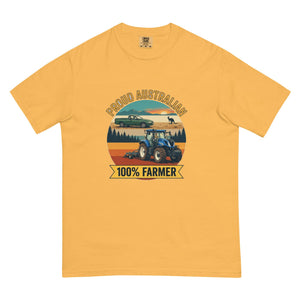 The Tractor Mugs Store Mustard New Holland T7.210 PROUD AUSTRALIAN 100% FARMER Outdoor | Unisex Premium T-shirt Quality Farmers Merch