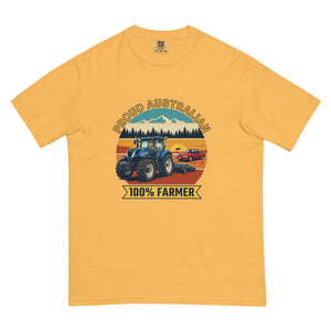 The Tractor Mugs Store Mustard New Holland T7.225 PROUD AUSTRALIAN 100% FARMER Outdoor | Unisex Premium T-shirt Quality Farmers Merch