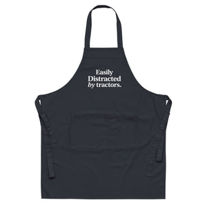 The Tractor Mugs Store Navy 'Easily Distracted by Tractors' | Organic Cotton Apron Quality Farmers Merch