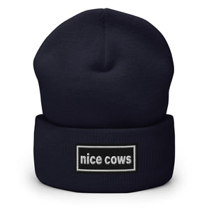 The Tractor Mugs Store Navy OASIS Style 'Nice Cows' | Cuffed Beanie Quality Farmers Merch