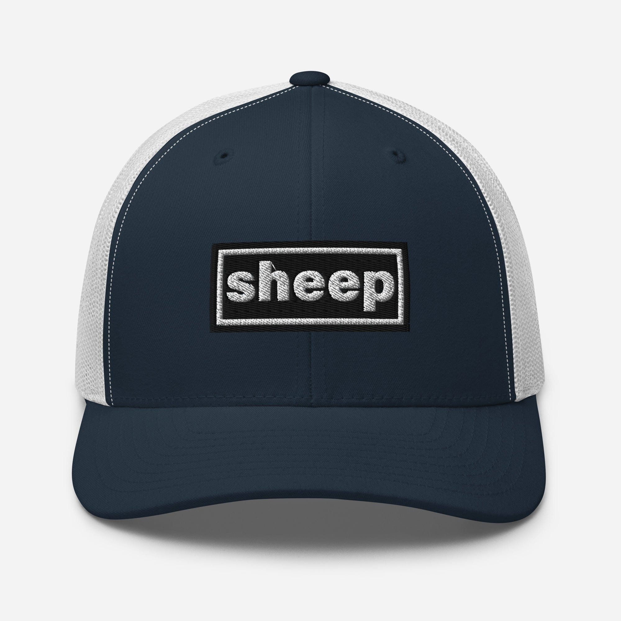 The Tractor Mugs Store Navy/ White Oasis Style Retro Sheep | Trucker Cap Quality Farmers Merch
