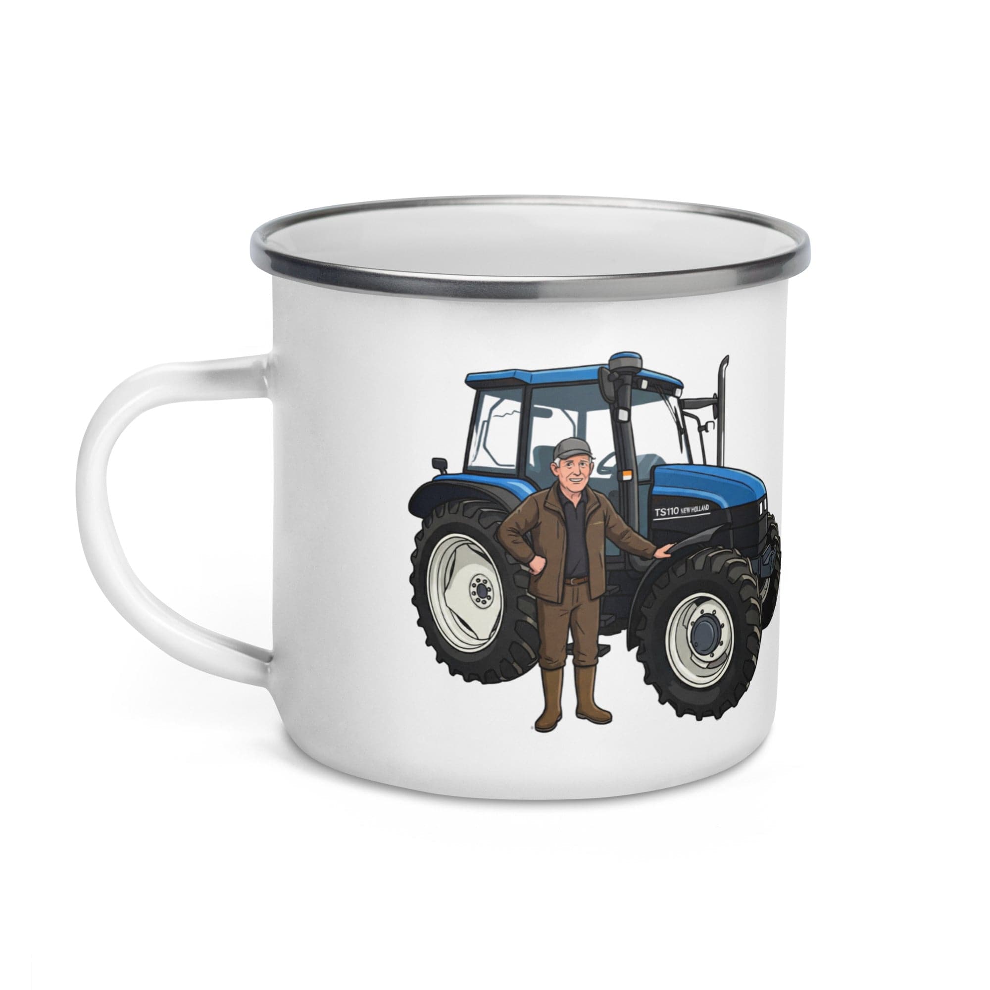 The Tractor Mugs Store New Holland 110 Man | Enamel Mug Quality Farmers Merch