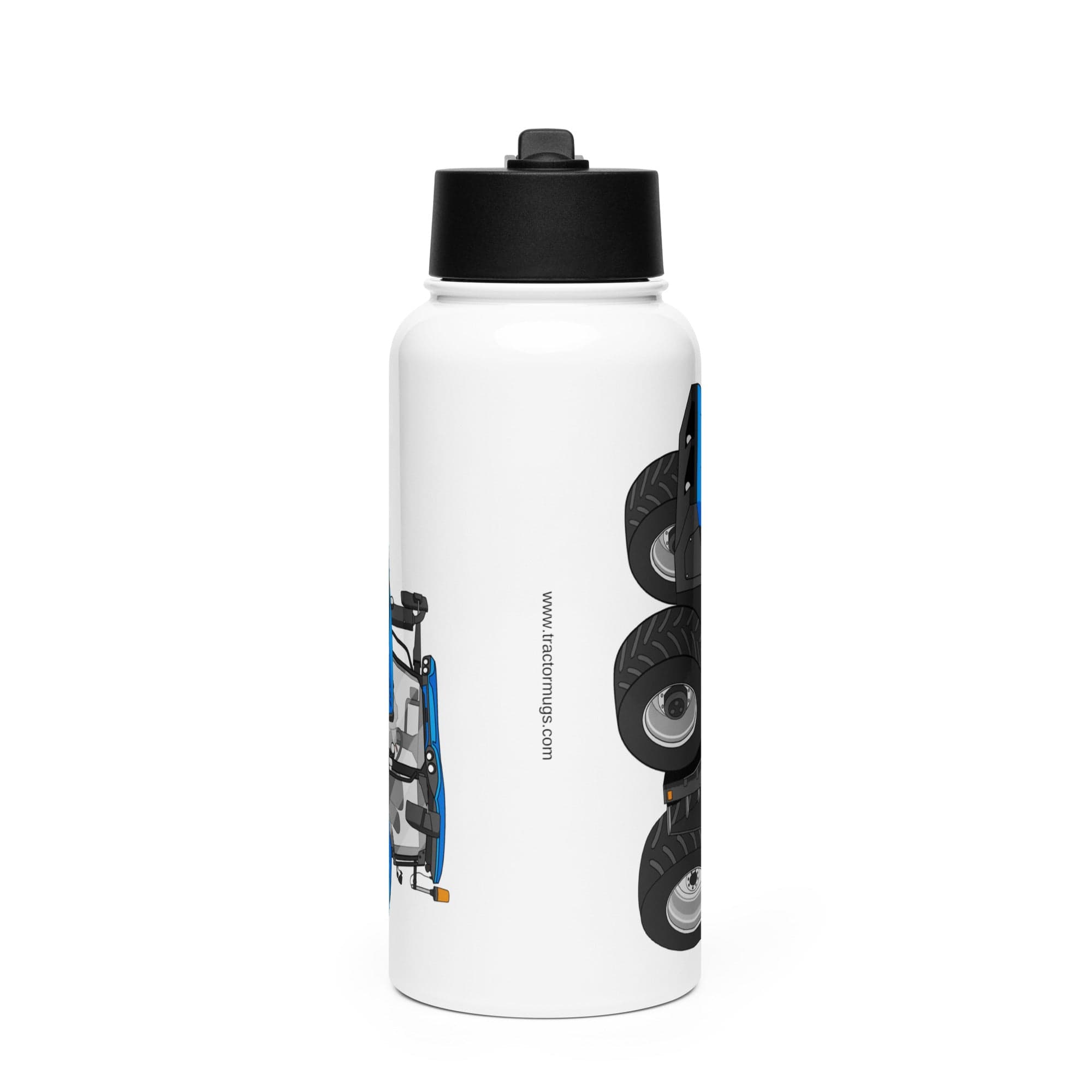 The Tractor Mugs Store New Holland T6 180 Methane | Stainless steel water bottle with a straw lid Quality Farmers Merch