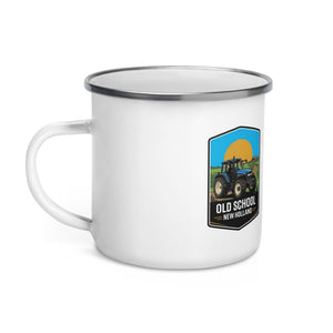 The Tractor Mugs Store New Holland TM 135 OLD SCHOOL NEW HOLLAND Bright | Enamel Mug Quality Farmers Merch