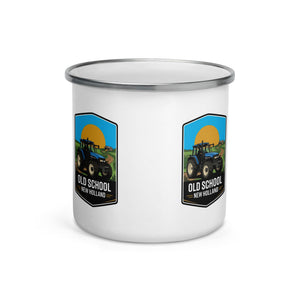 The Tractor Mugs Store New Holland TM 135 OLD SCHOOL NEW HOLLAND Bright | Enamel Mug Quality Farmers Merch