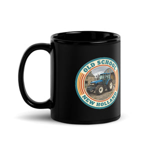 The Tractor Mugs Store New Holland TM 135 OLD SCHOOL NEW HOLLAND Retro | Black Mug Quality Farmers Merch