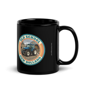 The Tractor Mugs Store New Holland TM 135 OLD SCHOOL NEW HOLLAND Retro | Black Mug Quality Farmers Merch