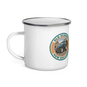 The Tractor Mugs Store New Holland TM 135 OLD SCHOOL NEW HOLLAND Retro | Enamel Mug Quality Farmers Merch