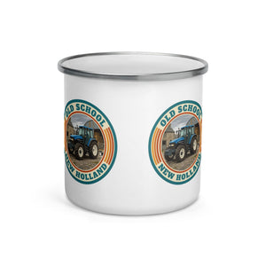 The Tractor Mugs Store New Holland TM 135 OLD SCHOOL NEW HOLLAND Retro | Enamel Mug Quality Farmers Merch