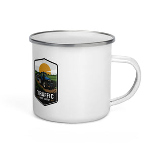 The Tractor Mugs Store New Holland TM 135 TRAFFIC WHAT TRAFFIC? Bright | Enamel Mug Quality Farmers Merch