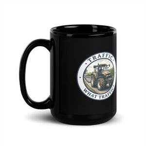 The Tractor Mugs Store New Holland TM 135 TRAFFIC WHAT TRAFFIC? Engraving | Black Mug Quality Farmers Merch