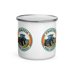 The Tractor Mugs Store New Holland TM 135 TRAFFIC WHAT TRAFFIC? Retro | Enamel Mug Quality Farmers Merch