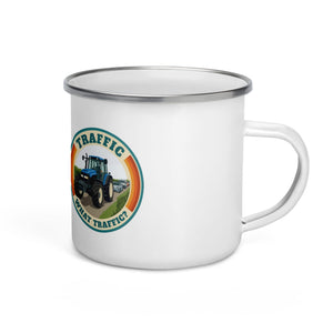 The Tractor Mugs Store New Holland TM 135 TRAFFIC WHAT TRAFFIC? Retro | Enamel Mug Quality Farmers Merch