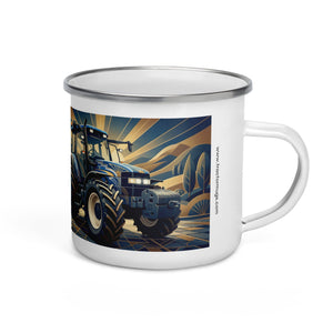 The Tractor Mugs Store New Holland TM 155  | Art Deco Enamel Mug Quality Farmers Merch