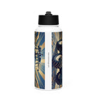 The Tractor Mugs Store New Holland TM 155  | Art Deco Stainless steel water bottle with a straw lid Quality Farmers Merch