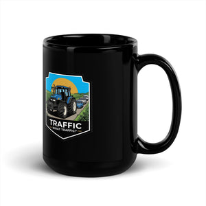 The Tractor Mugs Store New Holland TM 155 TRAFFIC WHAT TRAFFIC? Bright | Black Mug Quality Farmers Merch
