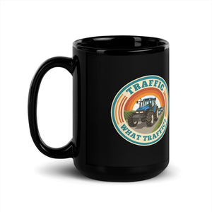The Tractor Mugs Store New Holland TM 155 TRAFFIC WHAT TRAFFIC? Retro | Black Mug Quality Farmers Merch