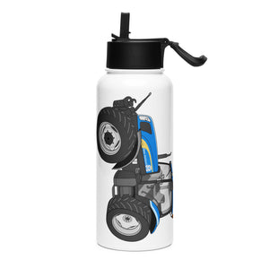 The Tractor Mugs Store New Holland TS 135a | Stainless steel water bottle with a straw lid Quality Farmers Merch