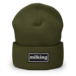 The Tractor Mugs Store Olive OASIS Style 'Milking' | Cuffed Beanie Quality Farmers Merch