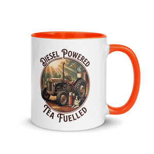 The Tractor Mugs Store Orange / 11 oz Diesel Powered. Tea Fuelled | Mug with Color Inside Quality Farmers Merch