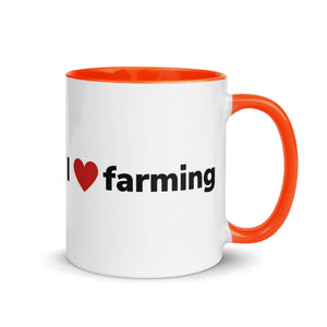 The Tractor Mugs Store Orange / 11 oz I Love Farming | Mug with Color Inside Quality Farmers Merch