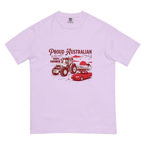 The Tractor Mugs Store Orchid John Deere 7810 PROUD AUSTRALIAN 100% FARMER Two Tone | Unisex Premium T-shirt Quality Farmers Merch