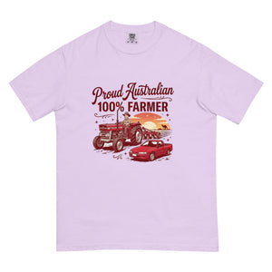 The Tractor Mugs Store Orchid Massey Ferguson 135 PROUD AUSTRALIAN 100% FARMER Two Tone | Unisex Premium T-shirt Quality Farmers Merch