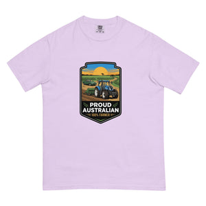 The Tractor Mugs Store Orchid New Holland T7.210 PROUD AUSTRALIAN 100% FARMER Bright | Unisex Premium T-shirt Quality Farmers Merch