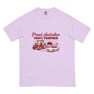 The Tractor Mugs Store Orchid New Holland T7.210 PROUD AUSTRALIAN 100% FARMER Two Tone | Unisex Premium T-shirt Quality Farmers Merch