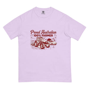 The Tractor Mugs Store Orchid New Holland TM 135 PROUD AUSTRALIAN 100% FARMER Two Tone | Unisex Premium T-shirt Quality Farmers Merch