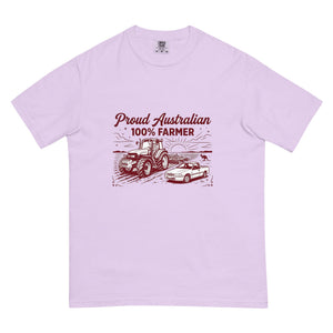 The Tractor Mugs Store Orchid New Holland TM 155 PROUD AUSTRALIAN 100% FARMER Two Tone | Unisex Premium T-shirt Quality Farmers Merch