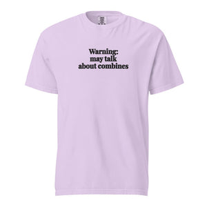 The Tractor Mugs Store Orchid / S Warning: May Talk About Combines | Unisex Premium T-shirt Quality Farmers Merch