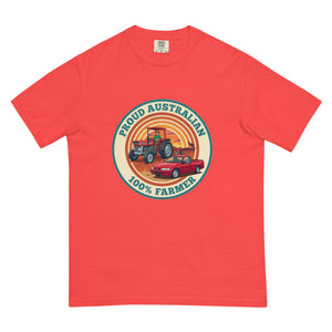 The Tractor Mugs Store Paprika Massey Ferguson 135 PROUD AUSTRALIAN 100% FARMER Retro | Unisex Premium T-shirt Quality Farmers Merch
