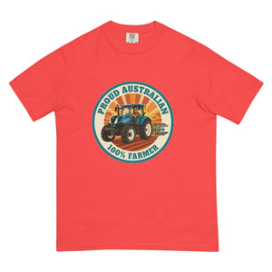 The Tractor Mugs Store Paprika New Holland T7.210 PROUD AUSTRALIAN 100% FARMER Retro | Unisex Premium T-shirt Quality Farmers Merch