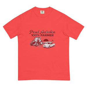 The Tractor Mugs Store Paprika New Holland T7.210 PROUD AUSTRALIAN 100% FARMER Two Tone | Unisex Premium T-shirt Quality Farmers Merch